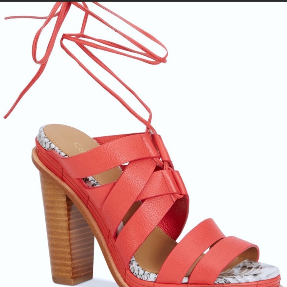 CALVIN KLEIN Panelope Ankle Wrap Sandal Heels